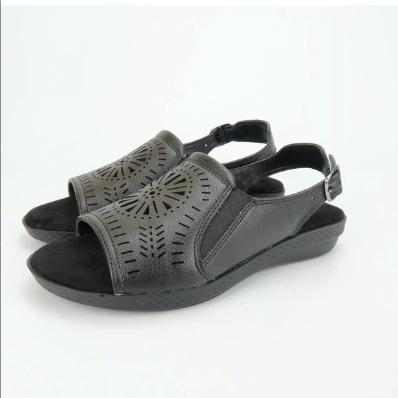 Easy Street Rose Wedge Cutout Lightweight Sandals - Picture 1 of 6